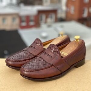 Vtg Foot Joy 31985 Men Handsewn Brown Leather Penny Loafer Size 10 E Made in USA